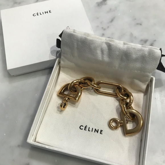 Celine gold chunky chain link bracelet - Picture 1 of 5
